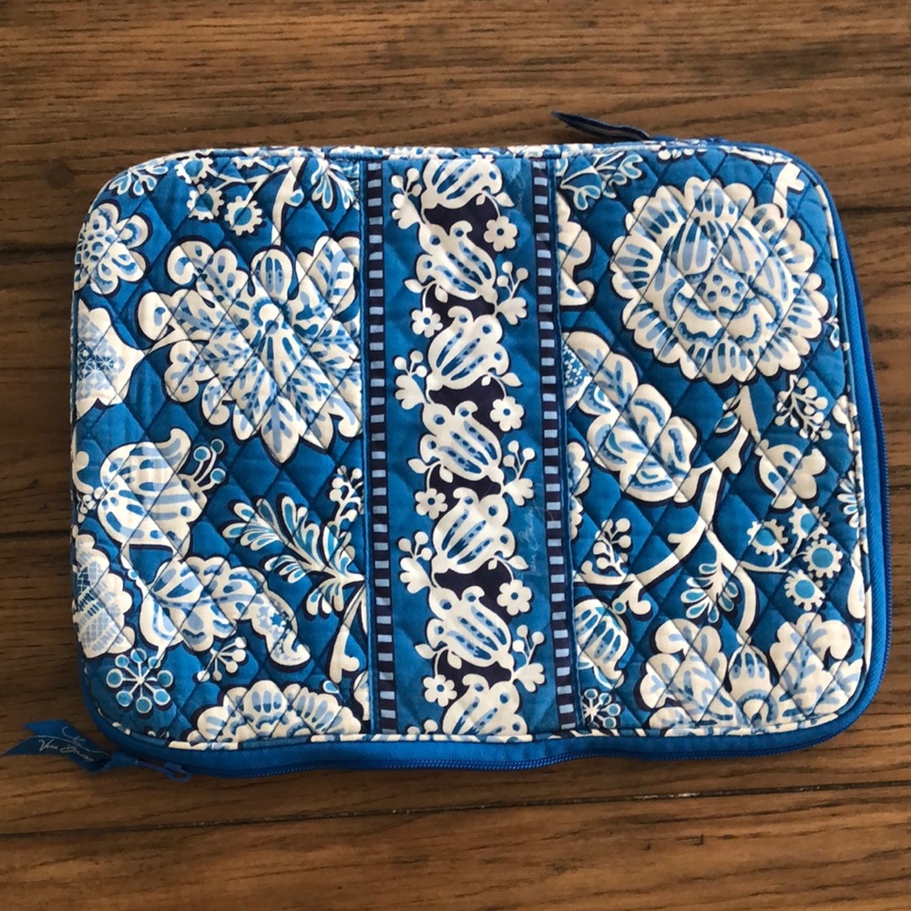 Vera Bradley Blue and White Floral Quilted Laptop Pouch